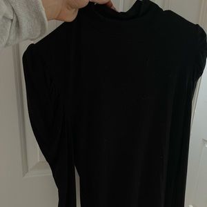 Black puffer sleeve mock neck shirt